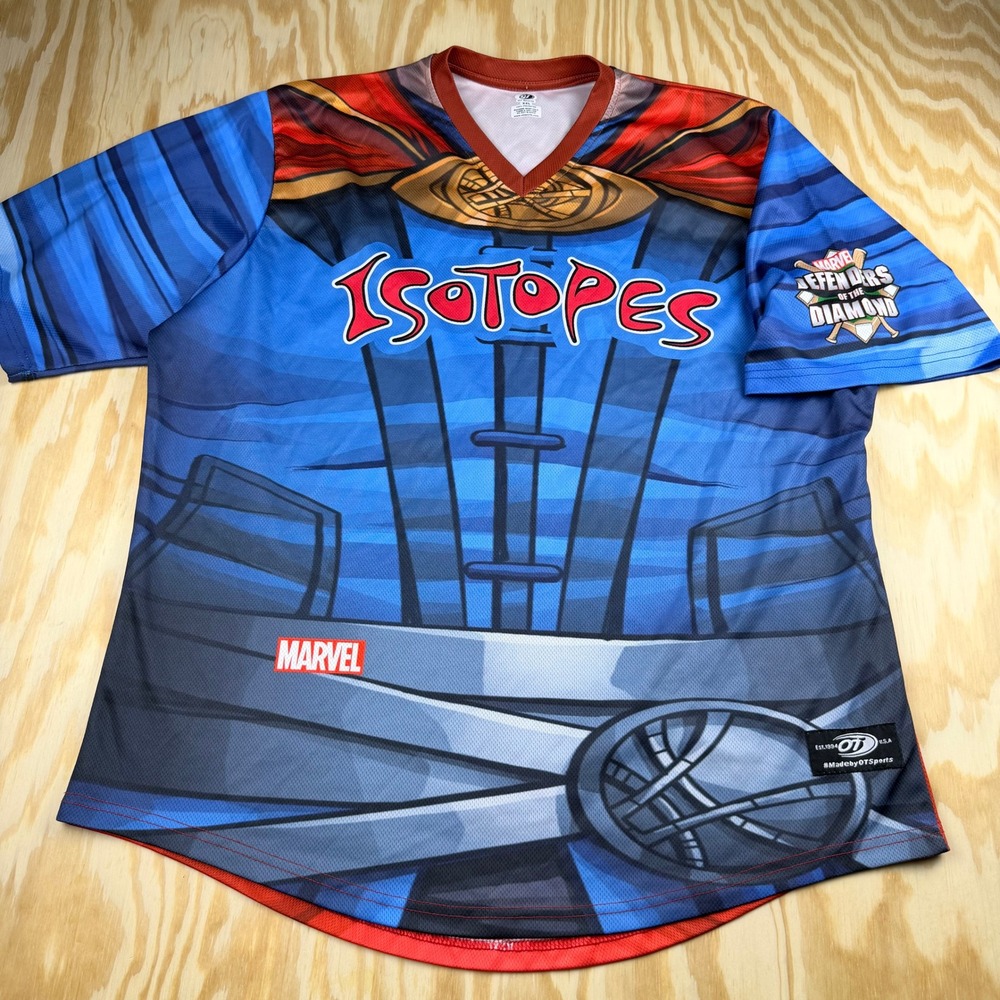 Albuquerque Isotopes Marvel Doctor Strange Game Issued Baseball Jersey XXL Blue